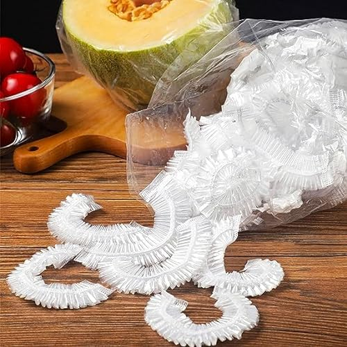 Boolavard Bolsas de conservación fresca, 100 fundas de alimentos, fundas elásticas reutilizables para almacenamiento de alimentos, tapas elásticas y ajustables de plástico, bolsas universales de