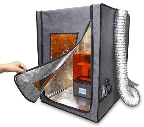 Resin 3D Printer Enclosure with Ventilation, Fire Resistant Fabric UV Block Window, 12V Fan Vent Pipe Pre-Installed, Extract Smoke Smell Keep Warm, for Common LCD 3D Printers