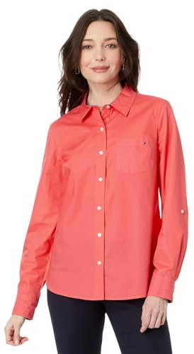 Tommy Hilfiger Damenhemd, längärmelig, Knopfleiste, Brusttasche, Sherbet, Mittel