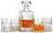 Virsus Set 1 Bottiglia e 4 Bicchieri per Whisky in Vetro WH001, Bottiglia da 900ml e Bicchieri da 250 ml, Decanter Trasparente senza Piombo, Kit 5 Pezzi per liquore, rum, gin e cognac, Idea Regalo