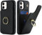 SailorTech Coque pour iPhone 12 Mini Étui avec Porte-Carte de crédit pour Femmes, Etui pour iPhone 12 Mini Anneau de Support avec Fentes pour Cartes Étui à la Mode pour Hommes-Noir