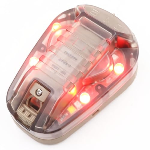 Jmtac Tactical IR Strobe Helmet Light Military Identification Light with Visible LED + White Strobe Survival Signal Light (Tan-Red)