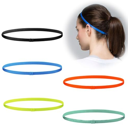 Kinder-Sporthaarbänder, 5 Stück, elastisch, rutschfest, dünne Haarbänder für Jungen und Mädchen, Jungen-Haarbänder, Fußball, Joggen, Radfahren, Fitness