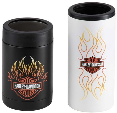 Harley-Davidson Bar & Shield Flames - Juego de enfriador de latas, acero inoxidable aislado