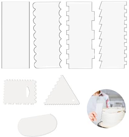 Bieiyhe 7 Pcs Spatule Lissage Gateau Grattoir Gateau Patisserie Acrylique Racloir Patisserie Lisseur Layer Cake Grattoirs à Gâteaux Grattoir Crème Au Beurre Lisseur de Gâteaux Cake Scraper pour DIY