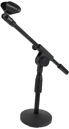 WESIEVYA Compact Base Microphone Stand Short Boom Arm Sturdy for Conference Speaker Musicians Podcast Hosts