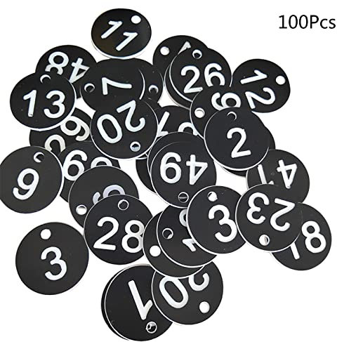 Dcaknri Nummernschilder 1–100, gravierte Zahlen, farbige Tür für Schlüssel, Spind, Etikett, für Kleidung, 100 Stück