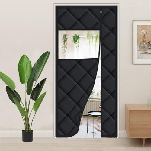 Oxford Thermal Insulation Magnetic Door Curtain for Sound Barrier and Windproof Insulation Black W180*H240
