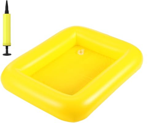 FillTouch Rectangular Inflatable Serving Bar Floating Drink Holder for Pool Inflatable Cup Holders Hot Tub Accessories for Adults Swimming Fun Drink Floats for Swimming Pool Party(Yellow)