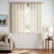 TOPICK Curtains with Ruffle Tape, Semi-Transparent Curtains for Rail System, Beige Curtains for Living Room, Kitchen, Bedroom, Children's Room, Linen Look, Country House Style, Set of 2, 140 W x 145 H