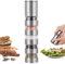 katmerio 5 in 1 Gewürzstreuer, Mini Gewürzgläser Set mit Deckel, Reise und Picknick Gewürz Set mit Gewürzmühle, Edelstahl Tragbare Gewürzdosen für Outdoor Picknick, BBQ,Reise Spice Jars Gewürzstreuer