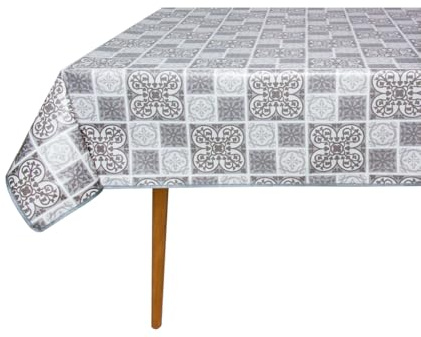 Wachstuch Tischdecke mit Kantenverstärkung - Wasserabweisend, Leicht zu Reinigen und Wetterfest - Reach Zertifiziert - 140 x 180 cm - Vintage Fliese