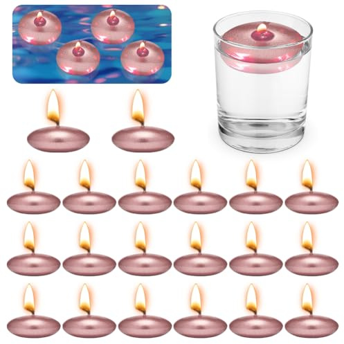 Candele galleggianti in oro rosa metallizzato, 20 candele galleggianti, candele galleggianti dorate, candele galleggianti non profumate, candele tealight per piscina di nozze, vasca da bagno di San