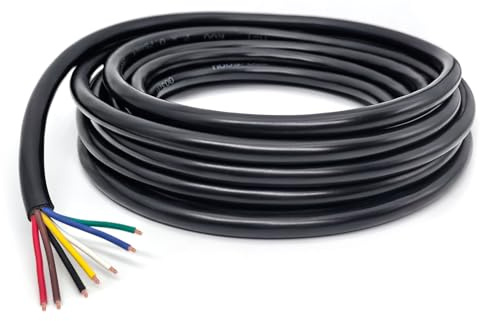 YOYOCOOL Câble à 7 Fils 5 m, 7 conducteurs 0,5 mm² Faisceau de remorque 7 Broches pour câblage l'éclairage Voiture et de Moto