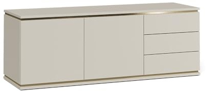 Vicco Lowboard Linette, Cashmere, 135 x 48.6 cm | mit 2 Türen und 3 Schubladen, Push-to-Open Mechanismus für geräuschloses Öffnen