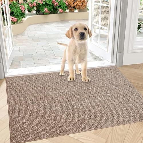 SZSMART Dirt Trapper Door Mats Indoor Non Slip Door Mat Washable Door Matts Inside Machine Entrance Mat Dog Doormat Entry Rug for Front Door, Back Door, Muddy Shoes Paws Charcoal(brown, 80x100cm)