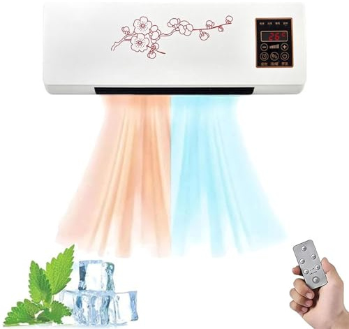 Air Conditioner and Heater,Wall Mounted Air Conditioner Heating Use,Portable Natural wind And Hot Air Conditioner,With Timer Control Space Heater For Bedroom Living Room Bathroom(B)