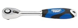 Draper 26502 1/4-Inch Square Drive 72 Tooth Micro Head Reversible Soft Grip Ratchet , Blue