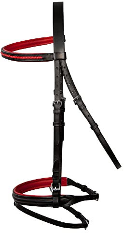 PFIFF Basicline Trensenzaum, schwarz-rot Shetty