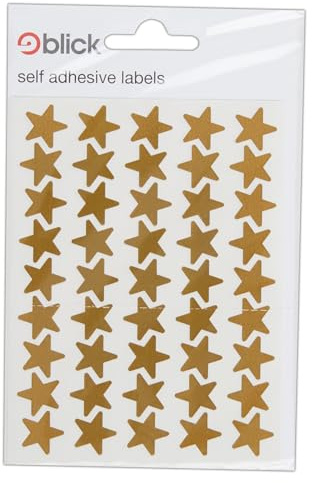 Blick Labels, Metallic Gold, Self Adhesive Stickers, Stars, 14mm, 135 Labels, for Home, Office, Family, School, Holiday Calendar Organising, Planner, Rewards Chart, Colour Coding