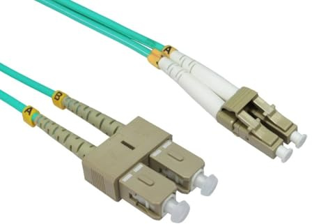 kenable OM4 Fibre Optic Cable LC to SC Duplex Multimode 50/125 LSZH Aqua 0.5m