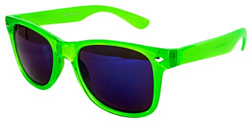 Ciffre Sonnenbrille Nerdbrille Nerd Retro Look Brille Pilotenbrille Vintage Look - ca. 80 verschiedene Modelle Neon Grün Transparent Blau Glas
