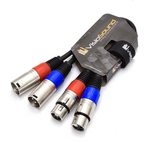 2 x Male XLR to 2 x Female XLR Balanced Microphone Twin Lead/Audio Patch Cable 0.5m