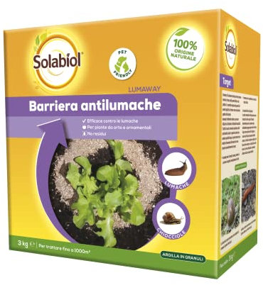 Solabiol Lumaway Disabituante Barriera Anti Lumache e Limacce Totalmente Naturale Biologica per Orto e Giardino. Soluzione Ecologica e Sostenibile per Dire Stop a Lumache e Limacce. 3Kg