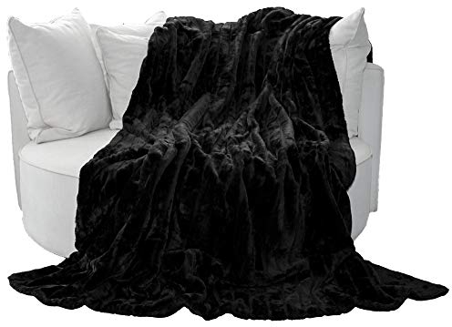 Brandsseller Felldecke 150 x 200 cm Hochwertige Kuscheldecke Sofa Decke Wohndecke Tagesdecke Flauschiges Kunstfell Schwarz