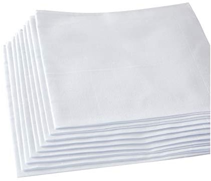 Men's White Handkerchiefs,100% Soft Cotton Hankie (Pattern1-6 pcs)