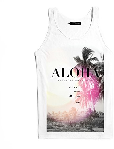 DEPARTED Herren Tank-Top mit Print/Motiv 9003-020 - New fit Größe S, White