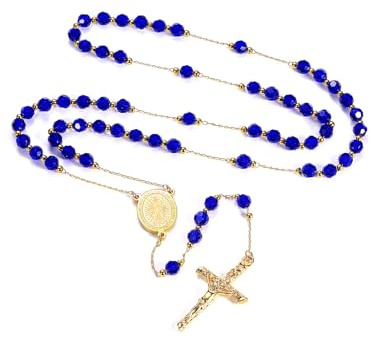 FaithHeart Katholischer Rosenkranz für Damen/Herren, christliche Halskette, katholisch, Rosenkranz mit Medaille Heilige Jungfrau Maria/Heiliger Benedikt/Heiliger Michael, Kruzifix, Kreuz, Anhänger
