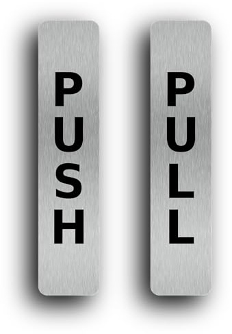 SILVER Push Pull Set Pair of Door Signs for businesses, restaurants, bars, hotels, schools, cafe. Tough 1.6 mm Thickness Material, Durable, Guaranteed not to Tear