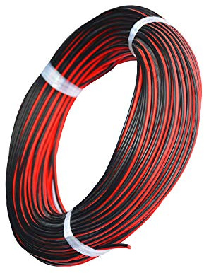 TUOFENG 20 awg Silicone Electrical Wire 40 Meter [Black 20 m Red 20 m] 2 Conductor Parallel Wire line Soft and Flexible 20 Gauge Hook Up Oxygen Free Strands Tinned Copper Wire