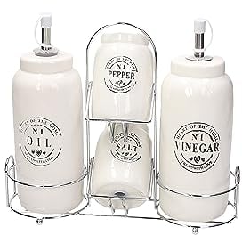 Tognana Linea Dolce CASA, Huile de Menage/Vinaigres/Sel/Poivre Céramique Beige