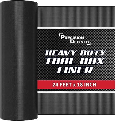 Precision Defined Revestimiento Profesional para Cajas de Herramientas, Negro | Revestimiento Grueso Antideslizante para Estantes de Armarios (45,7 x 7,3 m(Regular)