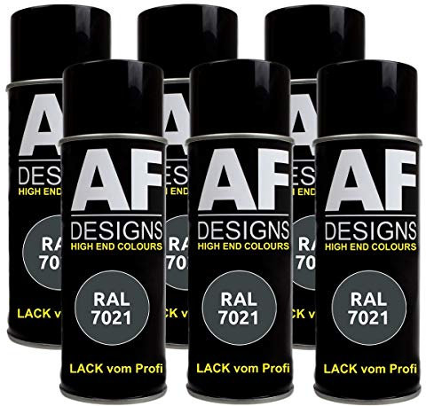 Lot de 6 bombes de peinture RAL RAL7021 - Couleur : noir et gris mat