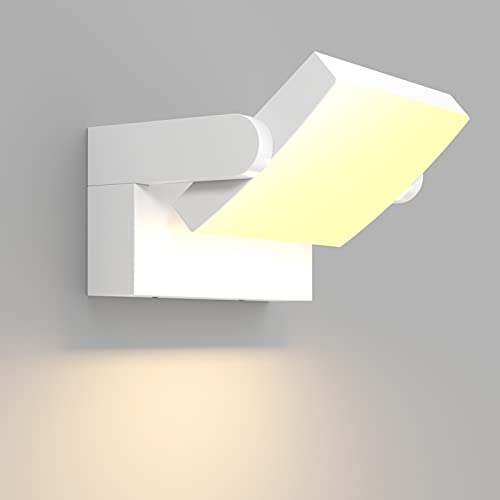 Klighten 24W Außenwandleuchte Aussenleuchte, Wasserdicht IP65 Wandleuchte Innen Außen Wandlampe mit Schwenkbar LED Panel Außenlampe für Eingang Flur Balkone, 1500 LM, Warmweiß 2700K-3000K, Weiß