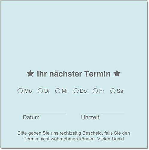 500 Terminzettel inkl. Zettelbox mit Stiftehalter 10 x 10 cm - nächster Termin Terminkarten Terminblock (hellblau)
