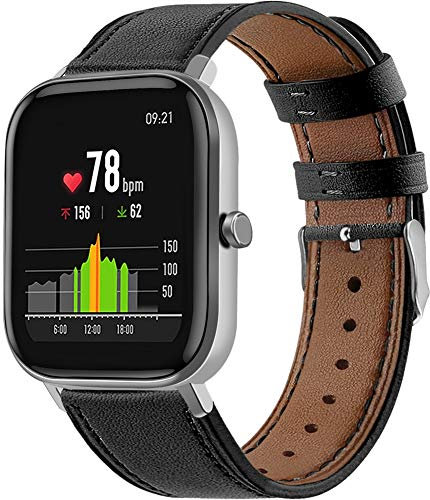 Uhrenarmbänder kompatibel mit Amazfit GTR 42mm / GTS 2 / GTS 3 / Bip 3 / ZEPP E/GTS 4 mini, Gransho Vintage Leder Armband (20mm, Schwarz)