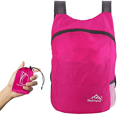 TSLBW Sac à dos pliable ultra léger, petit sac à dos de randonnée, durable et léger pour homme et femme, pour le sport de plein air, les voyages, la marche, le camping, le vélo, 1 rose, S