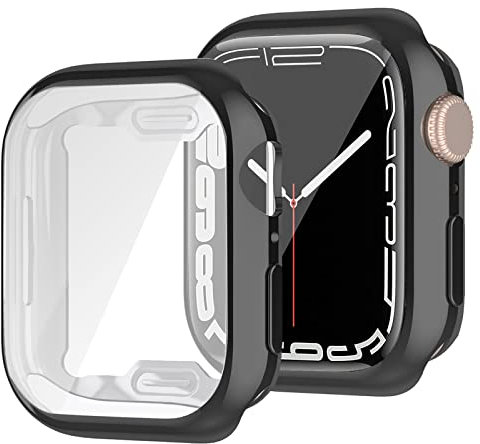 Miimall Funda Compatible con Apple Watch Series 7 41mm, TPU Protector de Pantalla, Protección Completo Anti-Rasguños HD Protección Carcasa para iWatch Series 7 41mm-Negro