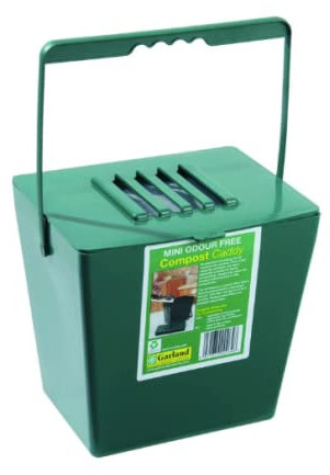 Green Odourless Kitchen Compost Caddy Food Waste Bin With Carbon Filter Lid Carry Handle (5Litre (Small))