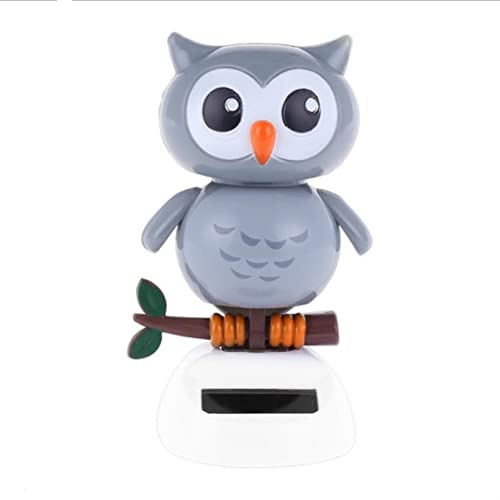 Eulen Auto Wackelkopffiguren, Auto Armaturenbrett Dekoration Tier Tiger Schwein Puppe Cartoon-Kopfschütteln Mini Wackelkopf Auto Solarbetrieben Tanzende Spielzeug Auto Innendekoration-12.7cmx6.4cm