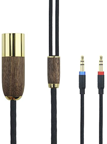 HansnBy 4-pin XLR Balanced Cable 6N OCC Copper Silver Plated Cord Walnut Wood Shell Compatible with Hifiman Ananda, Sundara, Arya, HE400SE, HE4XX, HE-400i Headphone (2 x 3.5mm Version) 3m/10ft