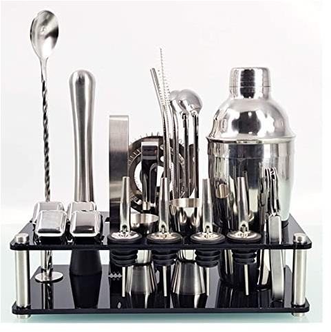 Cocktail Shaker Bartender Kit 23-Piece Cocktail Shaker Set of Stainless Steel Ice Grain Acrylic Stand for Mixed Drinks Martini Bar Tools Cocktail Shaker Set (Color : Boston Shaker) (550ml)