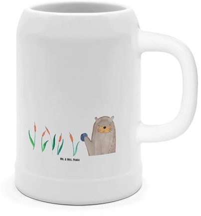 Mr. & Mrs. Panda Krug Otter Stein - Geschenk, Seeotter See, Neugierig, Pflanzen, Bier Seidel, Tonkrug, Steinkrug, Grüßen, Humpen