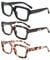 MMOWW 3-Pack Reading Glasses for Women - Blue Light Blocking Stylish Oversize Square Frame Anti Glare Digital Eyestrain Ladies Reader (Black + Brown Grey Tortoiseshell + Tea Tortoiseshell, +3.5)