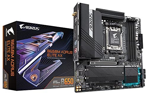 GIGABYTE B650M AORUS Elite AX Placa Base - AMD Ryzen Serie 9000, VRM de 12+2+1 Fases, hasta 8000 MHz DDR5 (OC), 1xPCIe 5.0 + 1xPCIe 4.0 M.2, LAN 2,5 GbE, WiFi 6E, USB 3.2 Gen 2