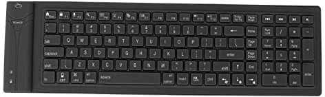 Zunate Drahtlose Bluetooth-Silikon-Tastatur, Faltbare Silikon-Tastatur USB Verdrahtet Weiche wasserdichte Rollup-Tastatur für PC Laptop Notebook, 108 Tasten, Stumm Schaltung, Voll (Schwarz)